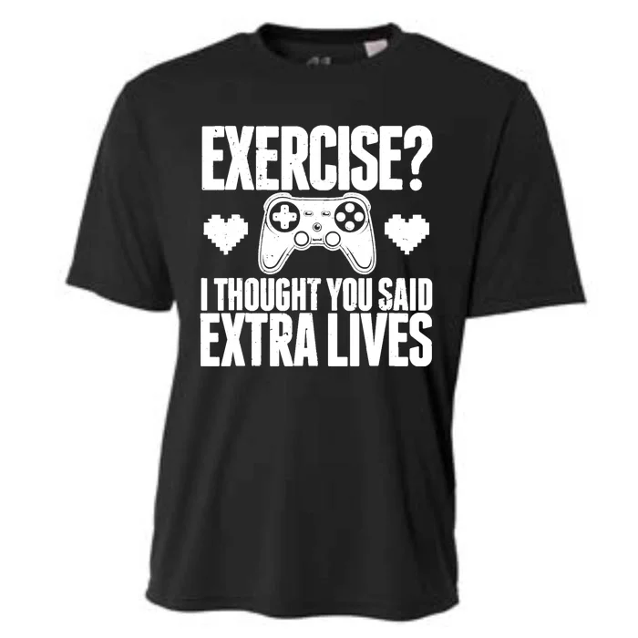 Extra Lives Funny Video Game Controller Retro Gamer Cute Gift Cooling Performance Crew T-Shirt