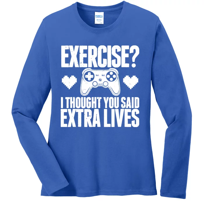 Extra Lives Funny Video Game Controller Retro Gamer Cute Gift Ladies Long Sleeve Shirt