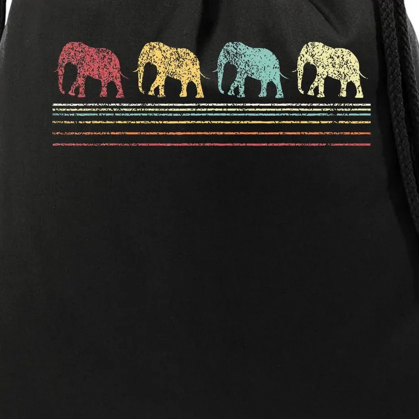 Elephant Lover Funny Elephant Retro Drawstring Bag