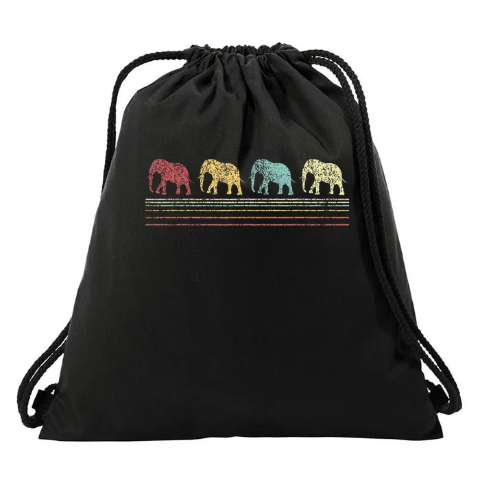 Elephant Lover Funny Elephant Retro Drawstring Bag