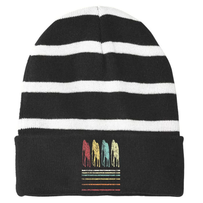 Elephant Lover Funny Elephant Retro Striped Beanie with Solid Band