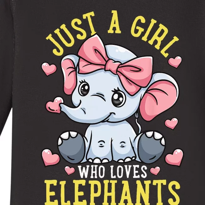 Elephant Lover Gift Just A Who Loves Elephants Baby Long Sleeve Bodysuit