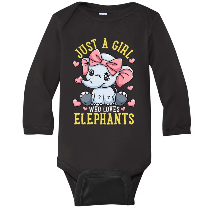 Elephant Lover Gift Just A Who Loves Elephants Baby Long Sleeve Bodysuit