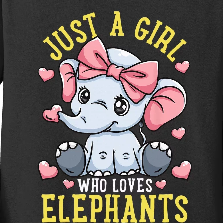 Elephant Lover Gift Just A Who Loves Elephants Kids Long Sleeve Shirt