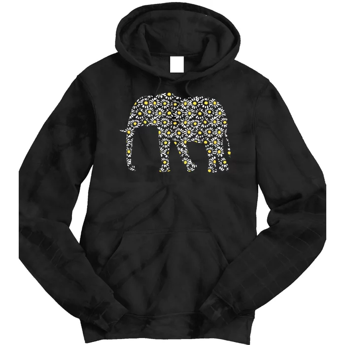 Elephant Lovers Graphic Design Daisy Flower Print Theme Gift Tie Dye Hoodie