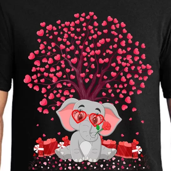 Elephant Lover Heart Tree Elephant Valentine's Day Gift Pajama Set