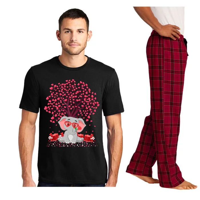 Elephant Lover Heart Tree Elephant Valentine's Day Gift Pajama Set