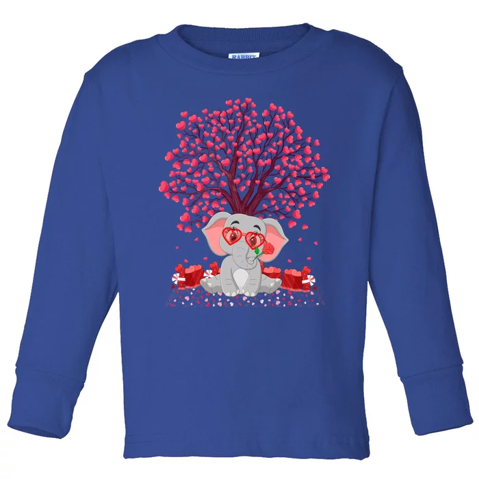 Elephant Lover Heart Tree Elephant Valentine's Day Gift Toddler Long Sleeve Shirt