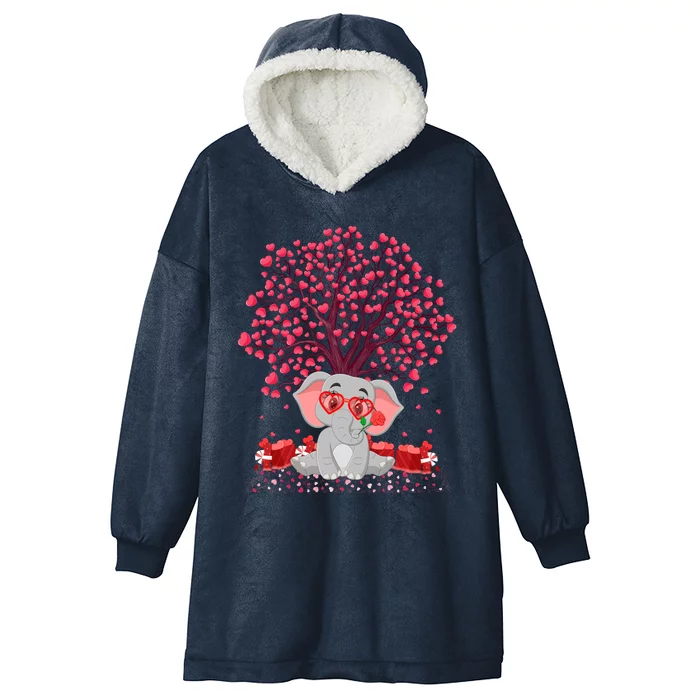 Elephant Lover Heart Tree Elephant Valentine's Day Gift Hooded Wearable Blanket