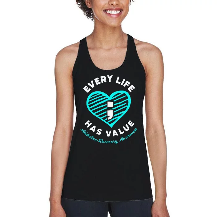 Every Life Has Value Addiction Recovery Awareness Women's Racerback Tank