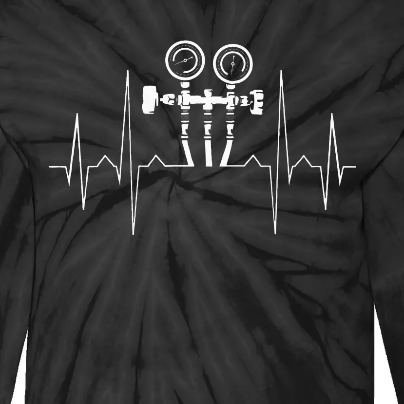 EKG Line Heartbeat HVAC Technician HVAC Tech Tie-Dye Long Sleeve Shirt