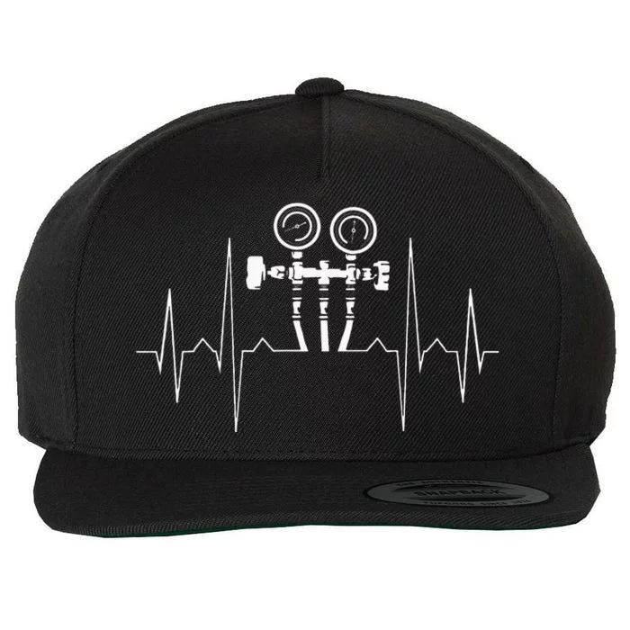 EKG Line Heartbeat HVAC Technician HVAC Tech Wool Snapback Cap