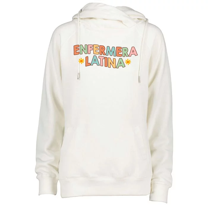 Enfermera Latina Hispanic Spanish Nurse Life Nursing Groovy Gift Womens Funnel Neck Pullover Hood