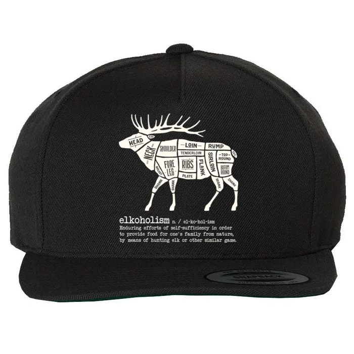 Elkoholism Elk Hunting Wool Snapback Cap