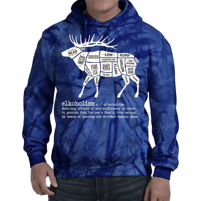 Elkoholism Elk Hunting Tie Dye Hoodie