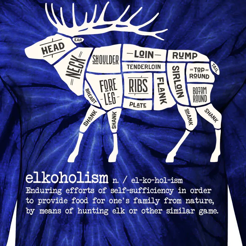 Elkoholism Elk Hunting Tie-Dye Long Sleeve Shirt