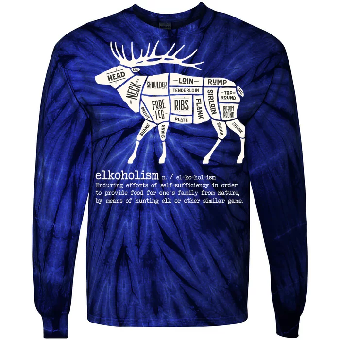 Elkoholism Elk Hunting Tie-Dye Long Sleeve Shirt