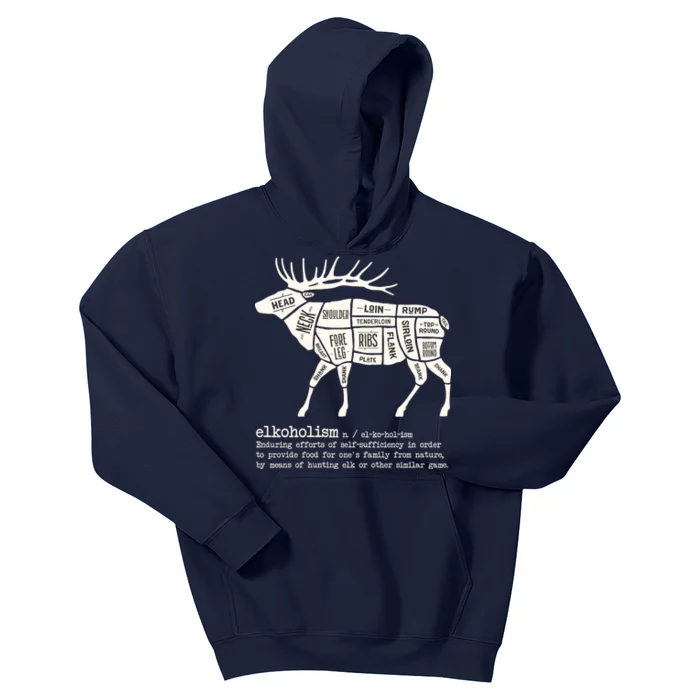 Elkoholism Elk Hunting Kids Hoodie