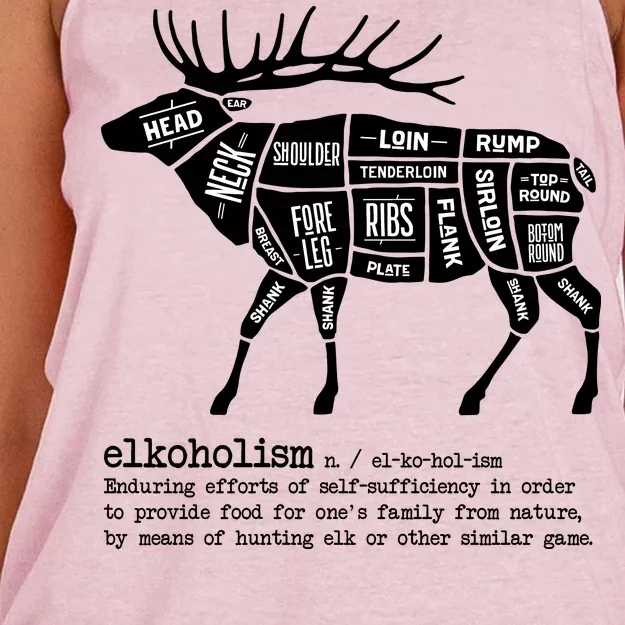 Elkoholism Elk Hunting Women's Knotted Racerback Tank