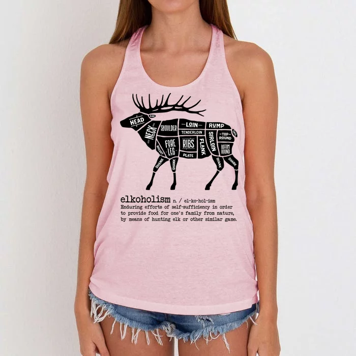 Elkoholism Elk Hunting Women's Knotted Racerback Tank