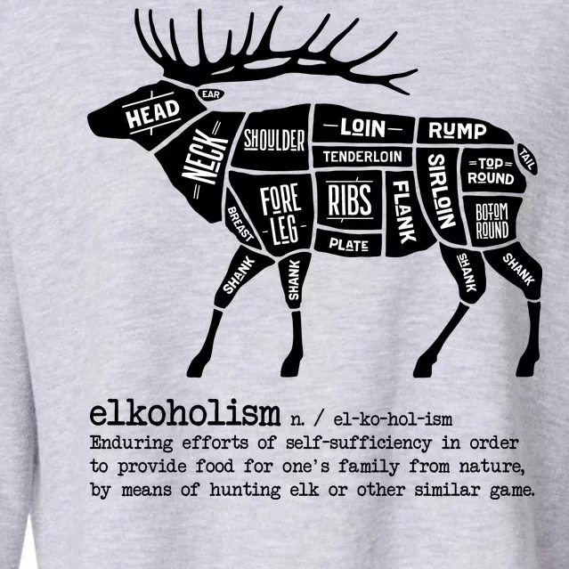 Elkoholism Elk Hunting Cropped Pullover Crew