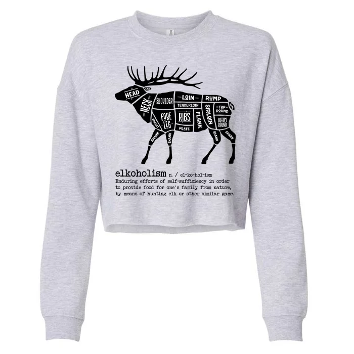 Elkoholism Elk Hunting Cropped Pullover Crew