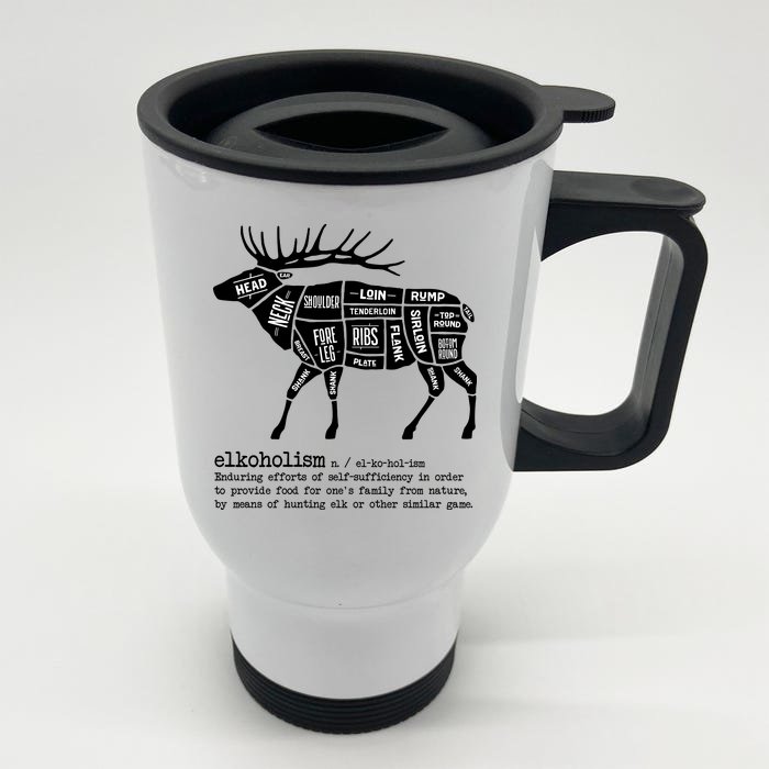 Elkoholism Elk Hunting Front & Back Stainless Steel Travel Mug