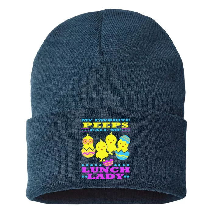 Easter Lunch Lady School Cute Cafeteria Worker Sustainable Knit Beanie