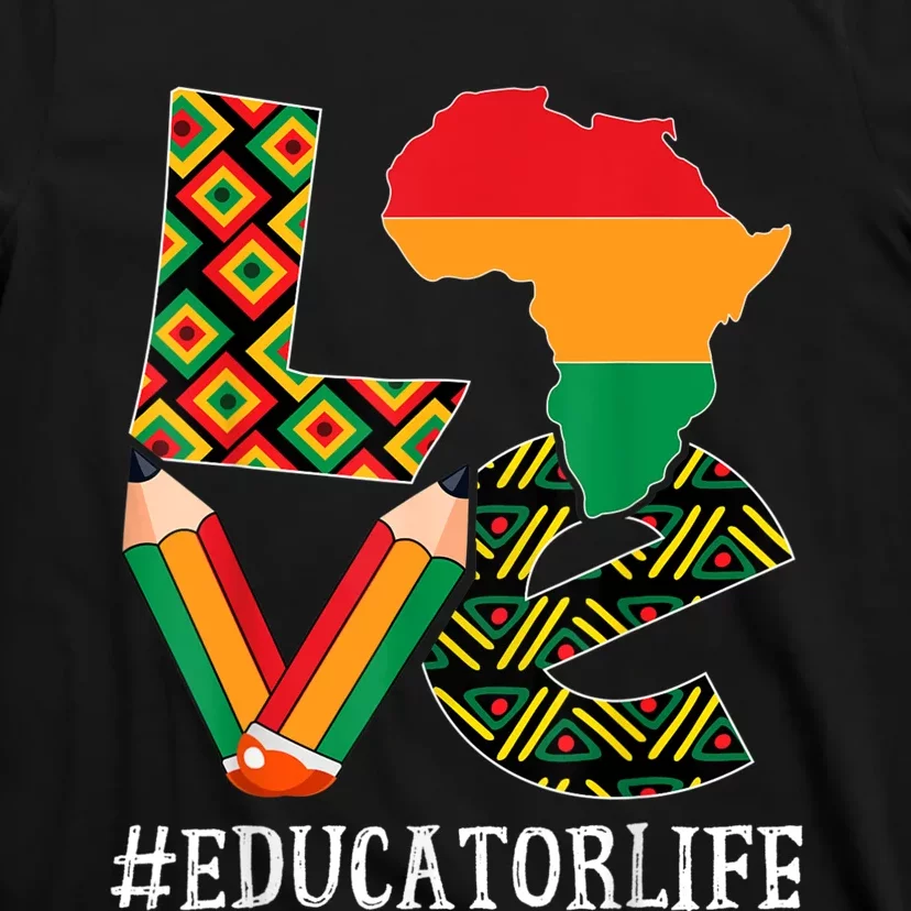 Educator Love Map African American Black History Month T-Shirt