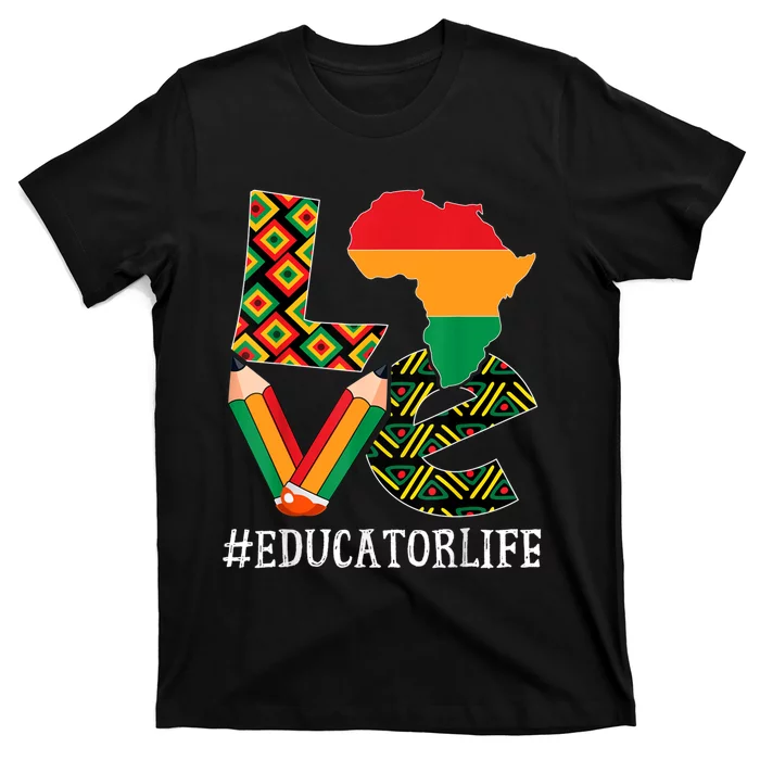 Educator Love Map African American Black History Month T-Shirt