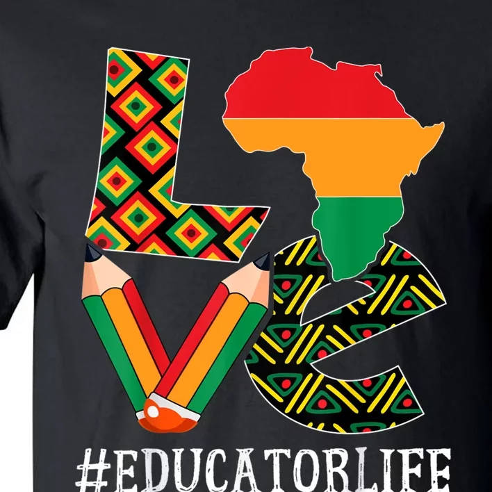 Educator Love Map African American Black History Month Tall T-Shirt