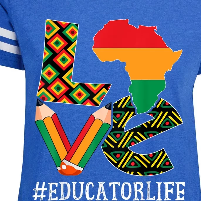 Educator Love Map African American Black History Month Enza Ladies Jersey Football T-Shirt