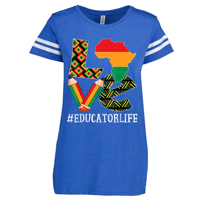 Educator Love Map African American Black History Month Enza Ladies Jersey Football T-Shirt