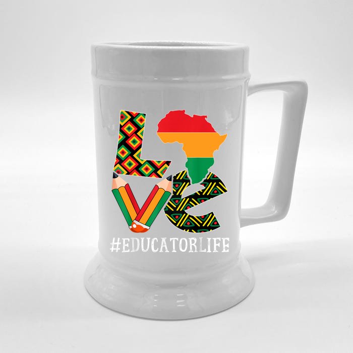 Educator Love Map African American Black History Month Front & Back Beer Stein