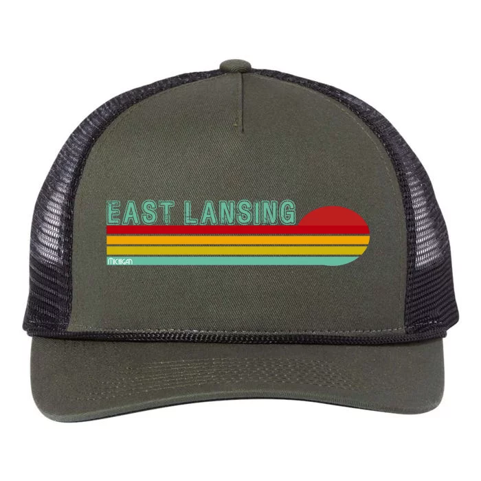 East Lansing Michigan Retro Rope Trucker Hat Cap