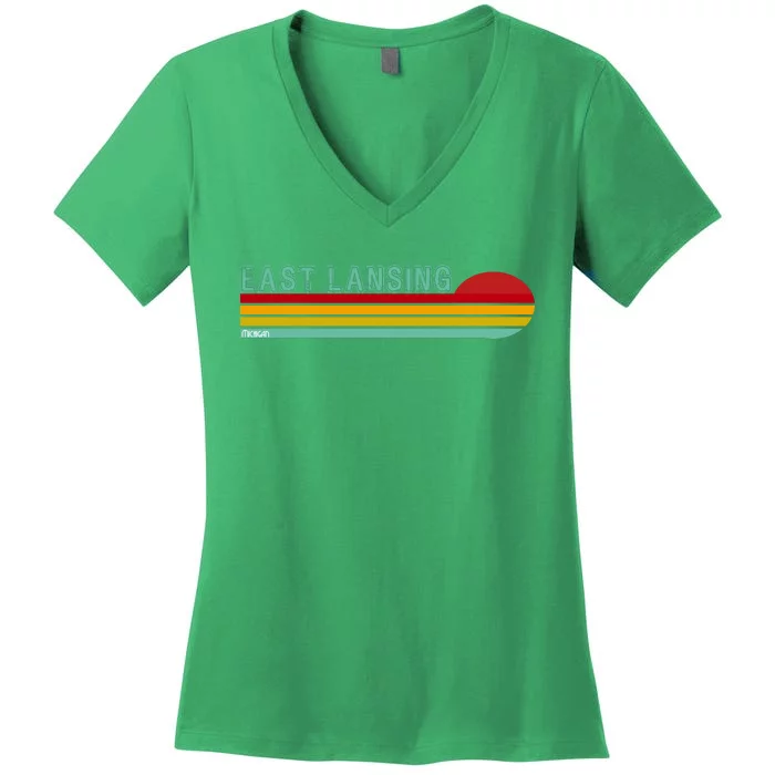 East Lansing Michigan Women's V-Neck T-Shirt