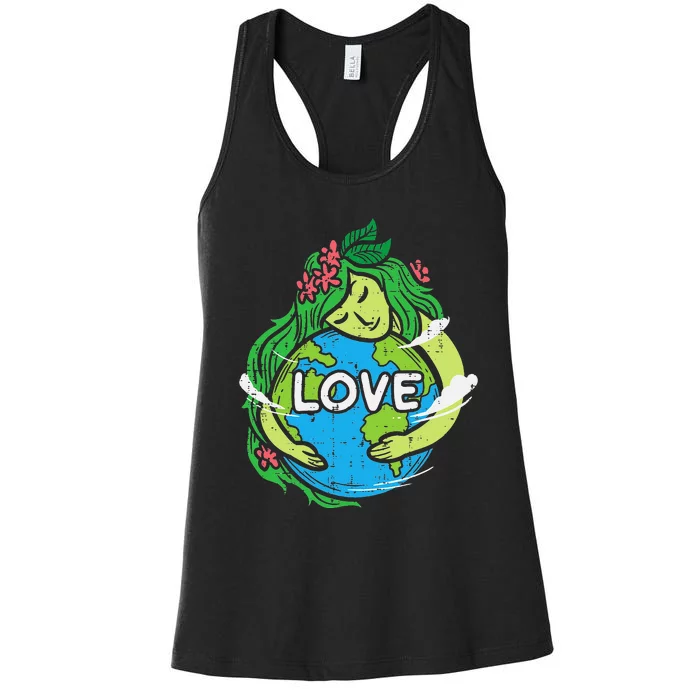 Environment Love Mother Earth Planet Hug Nature Women's Racerback Tank