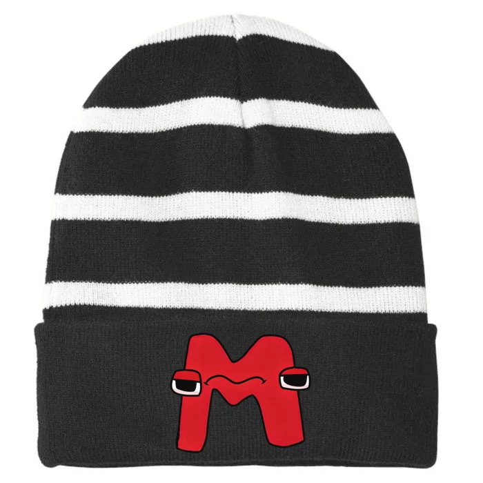 Emotion Letter M Alphabet Lore For Boys Girls Striped Beanie with Solid Band