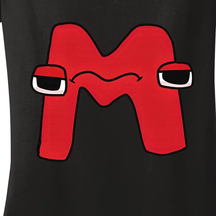 Emotion Letter M Alphabet Lore For Boys Girls Women's V-Neck T-Shirt