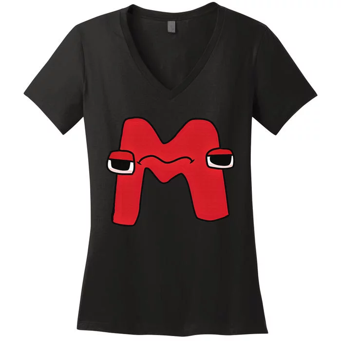 Emotion Letter M Alphabet Lore For Boys Girls Women's V-Neck T-Shirt