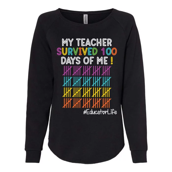 Educator Life My Teacher Survived 100 Days Of Me Cute Gift Womens California Wash Sweatshirt