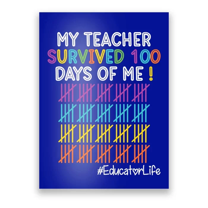 Educator Life My Teacher Survived 100 Days Of Me Cute Gift Poster