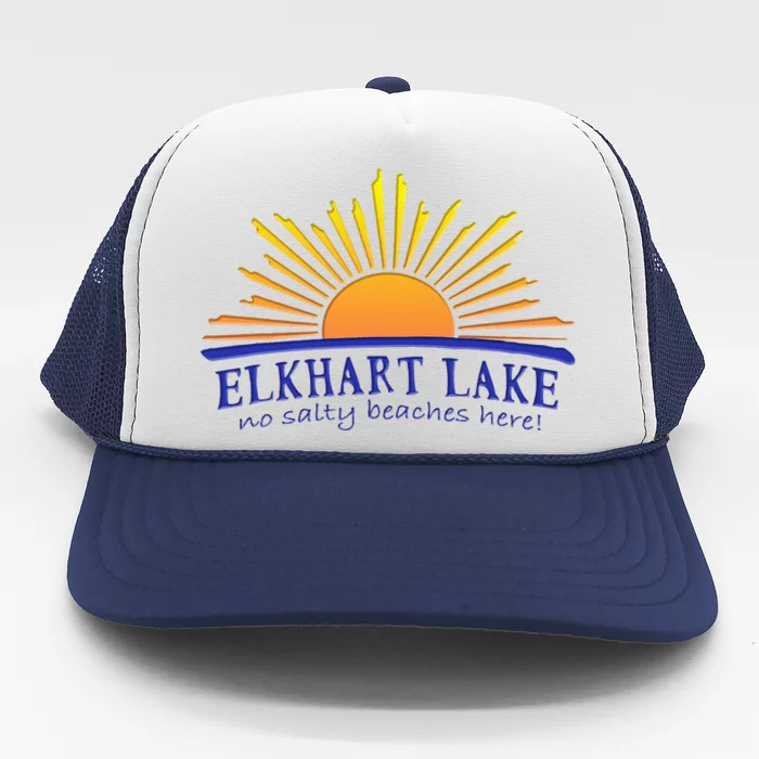 Elkhart Lake NO SALTY BEACHES HERE Sun Beach Wisconsin Trucker Hat