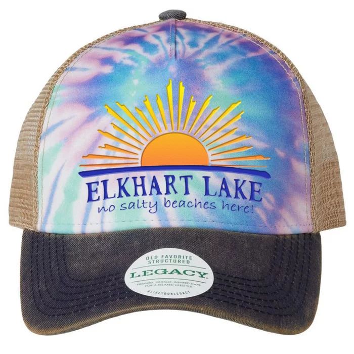 Elkhart Lake NO SALTY BEACHES HERE Sun Beach Wisconsin Legacy Tie Dye Trucker Hat