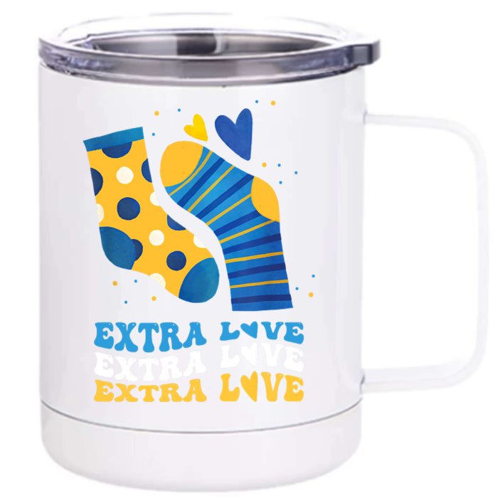 Extra Love National Down Syndrome Awareness Down Front & Back 12oz Stainless Steel Tumbler Cup