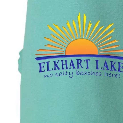 Elkhart Lake NO SALTY BEACHES HERE Sun Beach Wisconsin Doggie 3-End Fleece Hoodie