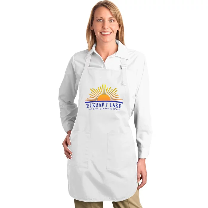 Elkhart Lake NO SALTY BEACHES HERE Sun Beach Wisconsin Full-Length Apron With Pocket