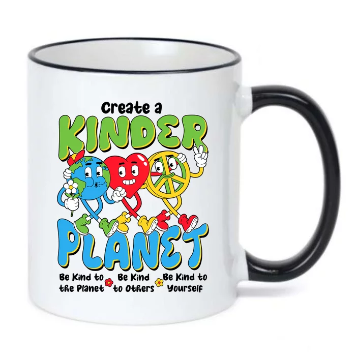 Earth Love Peace Create A Kinder Planet Earth Day Black Color Changing Mug