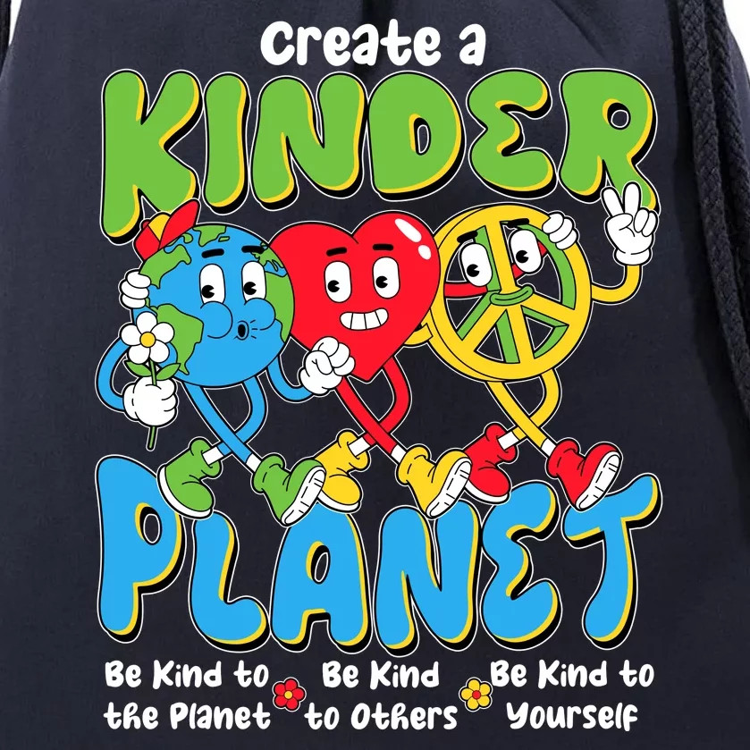 Earth Love Peace Create A Kinder Planet Earth Day Drawstring Bag