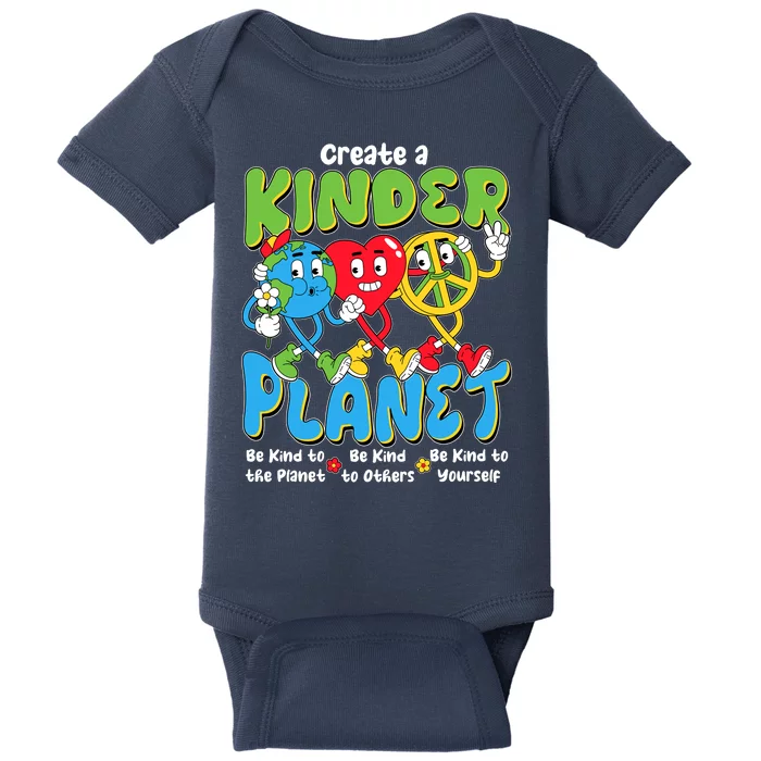 Earth Love Peace Create A Kinder Planet Earth Day Baby Bodysuit